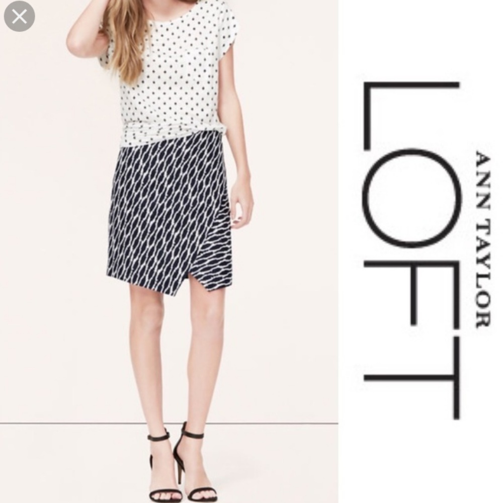 LOFT | Ikat Jacquard Wrap Pencil Skirt Asymmetric